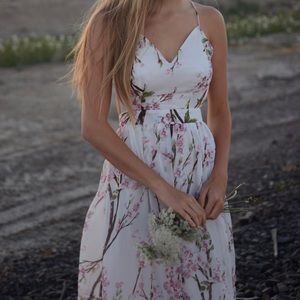 Floral backless summer maxi dress